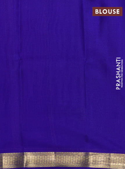 Pure mysore silk saree light green and royal blue with plain body and zari woven border
