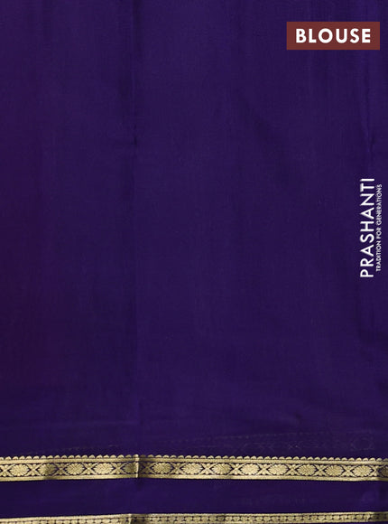 Pure mysore silk saree dark pink and navy blue with plain body and zari woven border