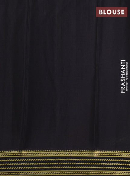 Pure mysore silk saree deep wine and black with plain body and zari woven border