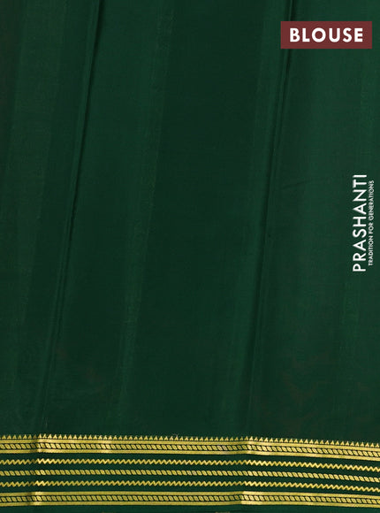 Pure mysore silk saree red and green with plain body and zari woven border