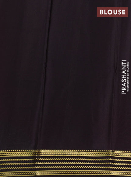 Pure mysore silk saree darj pink and coffee brown with plain body and zari woven border