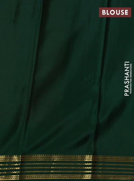 Pure mysore silk saree orange and green with plain body and zari woven border