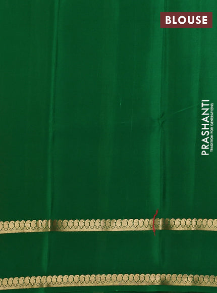 Pure mysore silk saree maroon and green with plain body and rettapet zari woven border