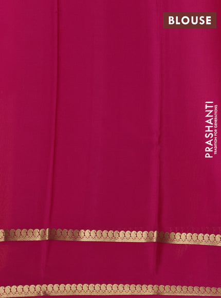Pure mysore silk saree light green and pink with plain body and rettapet zari woven border