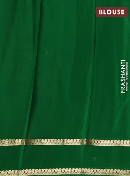 Pure mysore silk saree deep wine shade and green with plain body and rettapet zari woven border