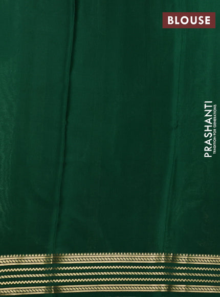Pure mysore silk saree pista green and bottle green with plain body and zari woven border