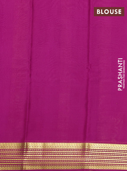 Pure mysore silk saree royal blue and magenta pink with plain body and zari woven border