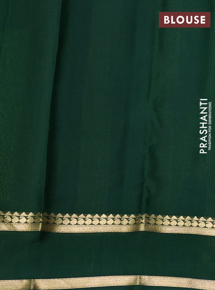 Pure mysore silk saree light green and bottle green with allover zari checked pattern and rettapet zari woven border