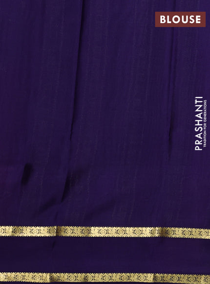 Pure mysore silk saree dark pink and navy blue with allover zari checked pattern and rettapet zari woven border