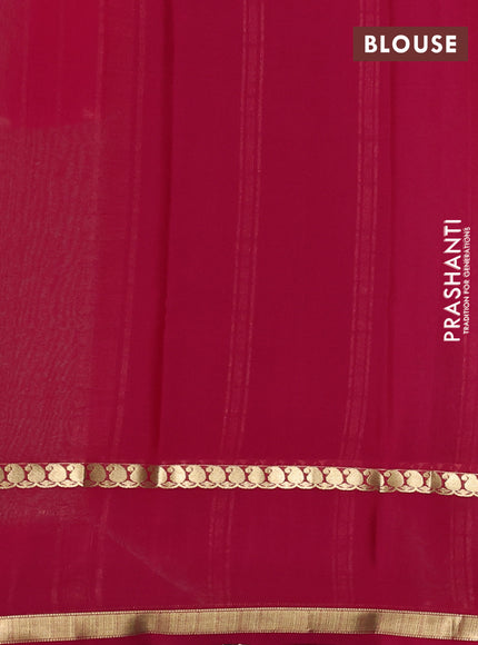Pure mysore silk saree teal green and wine shade with allover zari checks & buttas and rettapet zari woven border