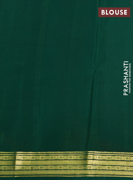 Pure mysore silk saree orange and green with plain body and zari woven border