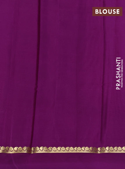Pure mysore silk saree peach pink and purple with zari woven buttas and zari woven simple border