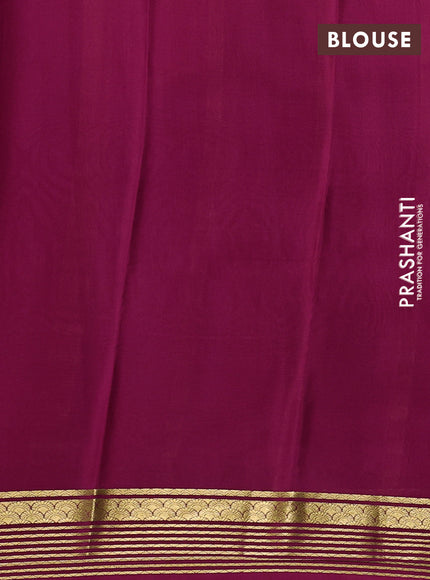 Pure mysore silk saree violet and pink with plain body and zari woven border