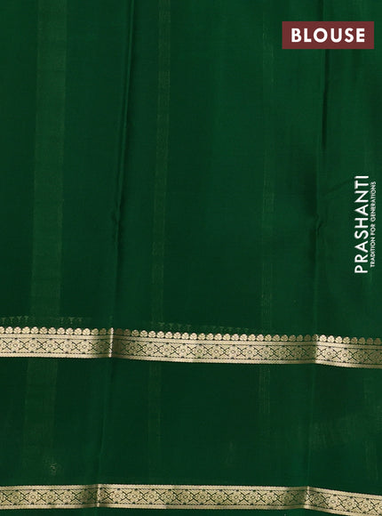 Pure mysore silk saree deep maroon and green with allover zari checked pattern and rettapet zari woven border