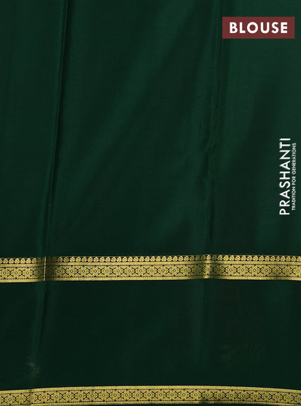Pure mysore silk saree red and bottle green with allover zari checked pattern and rettapet zari woven border