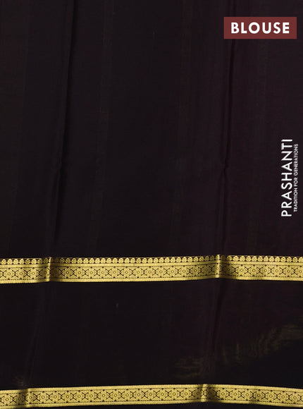 Pure mysore silk saree dark pink and coffee brown with allover zari checked pattern and rettapet zari woven border