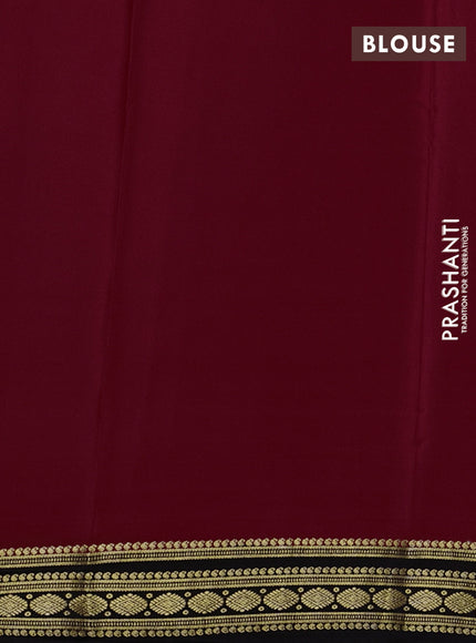 Pure mysore silk saree red and coffee brown with plain body and zari woven border