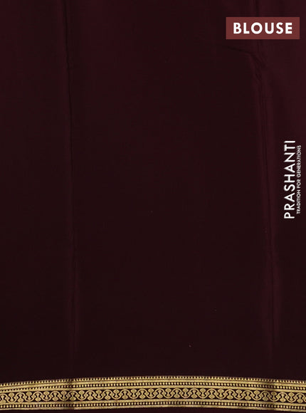 Pure mysore silk saree coffee brown with plain body and zari woven border