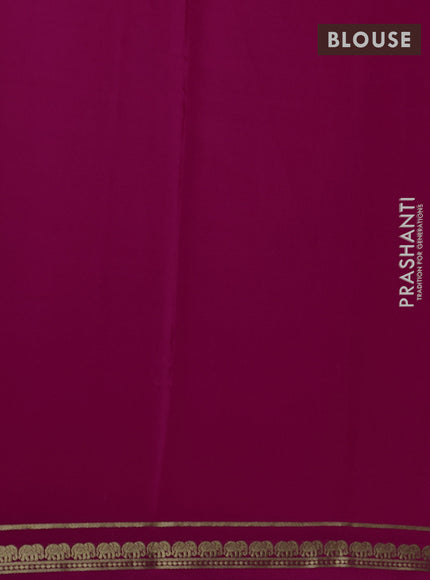 Pure mysore silk saree pink with plain body and zari woven elephant border