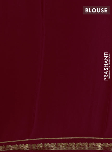 Pure mysore silk saree red with plain body and elephant zari woven border