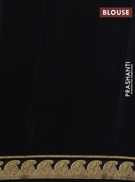 Pure mysore silk saree black with plain body and zari woven paisley border