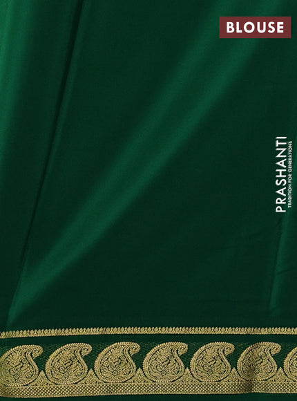 Pure mysore silk saree green with plain body and zari woven paisley border