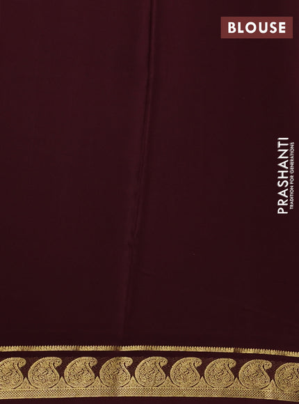 Pure mysore silk saree coffee brown with plain body and zari woven paisley border