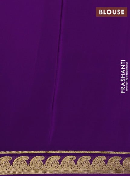Pure mysore silk saree purple with plain body and zari woven paisley border