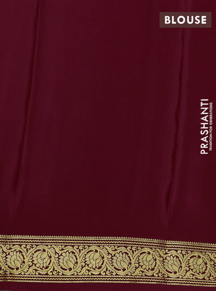 Pure mysore silk saree maroon with allover zari woven checked pattern and zari woven border