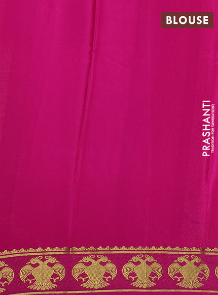 Pure mysore silk saree cream and pink with plain body and zari woven butta border
