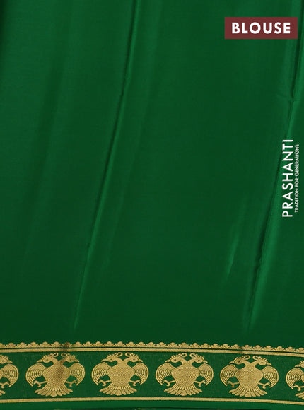 Pure mysore silk saree maroon and green with plain body and zari woven butta border