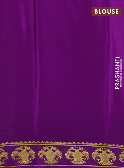 Pure mysore silk saree pastel green and purple with plain body and zari woven butta border
