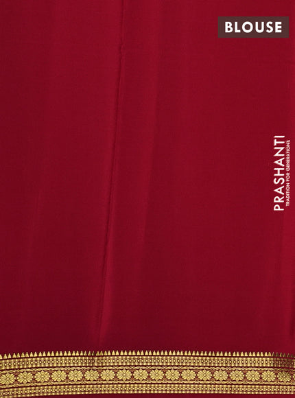 Pure mysore silk saree red with allover small zari woven checked pattern and zari woven border