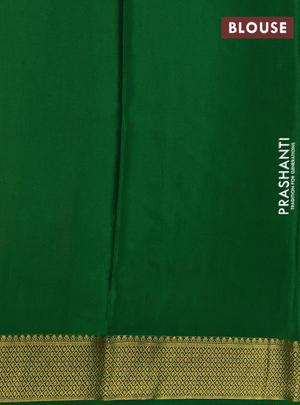 Pure mysore silk saree orange and green with allover zari woven buttas and zari woven border