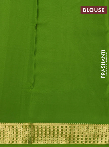 Pure mysore silk saree green with plain body and zari woven border