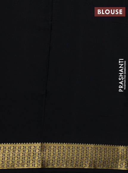 Pure mysore silk saree black with plain body and zari woven border