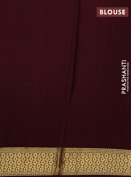 Pure mysore silk saree dark mustard and deep maroon with allover zari checks & buttas and zari woven border