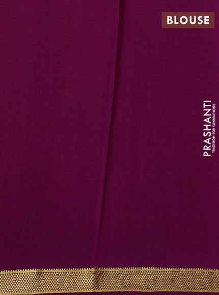 Pure mysore silk saree yellow and purple with allover zari checked pattern and zari woven border