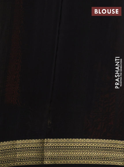 Pure mysore silk saree orange and black with allover zari woven checked pattern and zari woven border