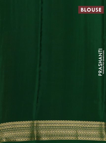 Pure mysore silk saree rustic orange and green with allover zari woven checked pattern and zari woven border