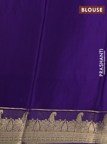 Pure mysore silk saree orange and violet with allover zari woven buttas and zari woven border