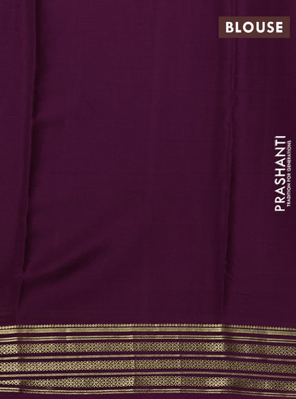 Pure mysore silk saree deep purple with plain body and zari woven border