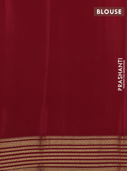 Pure mysore silk saree mehendi green and maroon with plain body and zari woven border