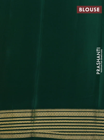 Pure mysore silk saree red and green with plain body and zari woven border
