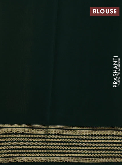 Pure mysore silk saree dark mustard and bottle green with plain body and zari woven border