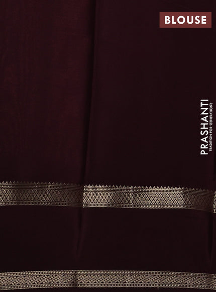 Pure mysore silk saree peach and cofffee brown with allover small zari woven checked pattern and rettapet zari woven border