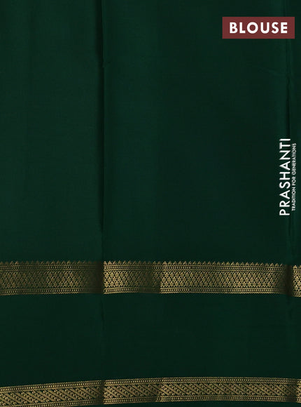 Pure mysore silk saree kumkum red and bottle green with allover small zari woven checked pattern and rettapet zari woven border