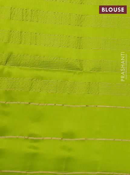Pure soft silk saree blue and light green with allover zari woven checked pattern and long zari woven border