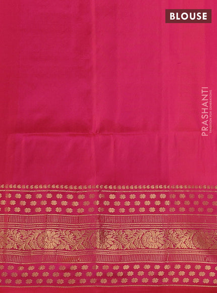 Pure soft silk saree teal blue and pink with zari woven buttas and long zari woven border