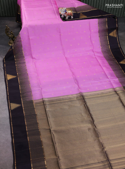 Pure soft silk saree lotus pink and wine shade with zari woven buttas and rettepet zari woven border